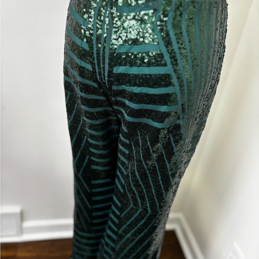 Green Sequin Patterned Pants 2x - image 6